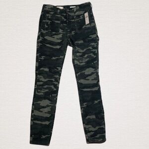 Anthropologie women high rise skinny green camo pants size 26 new